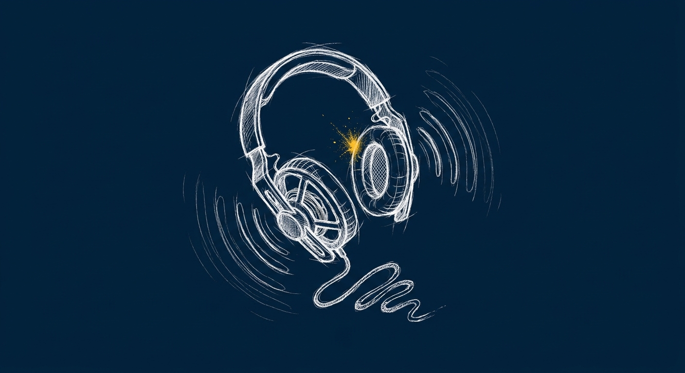 Line-art illustration of headphones