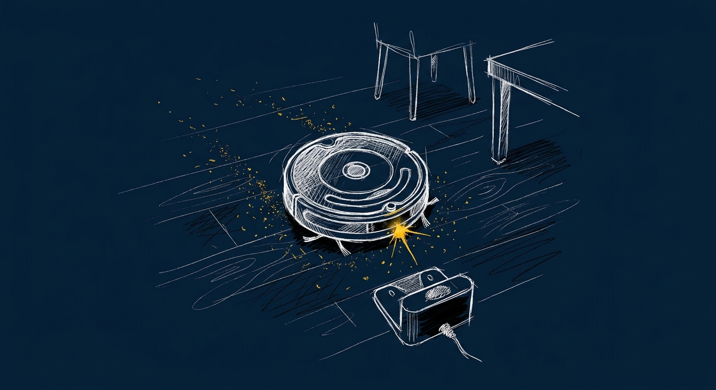 Robot vacuum on hardwood floor